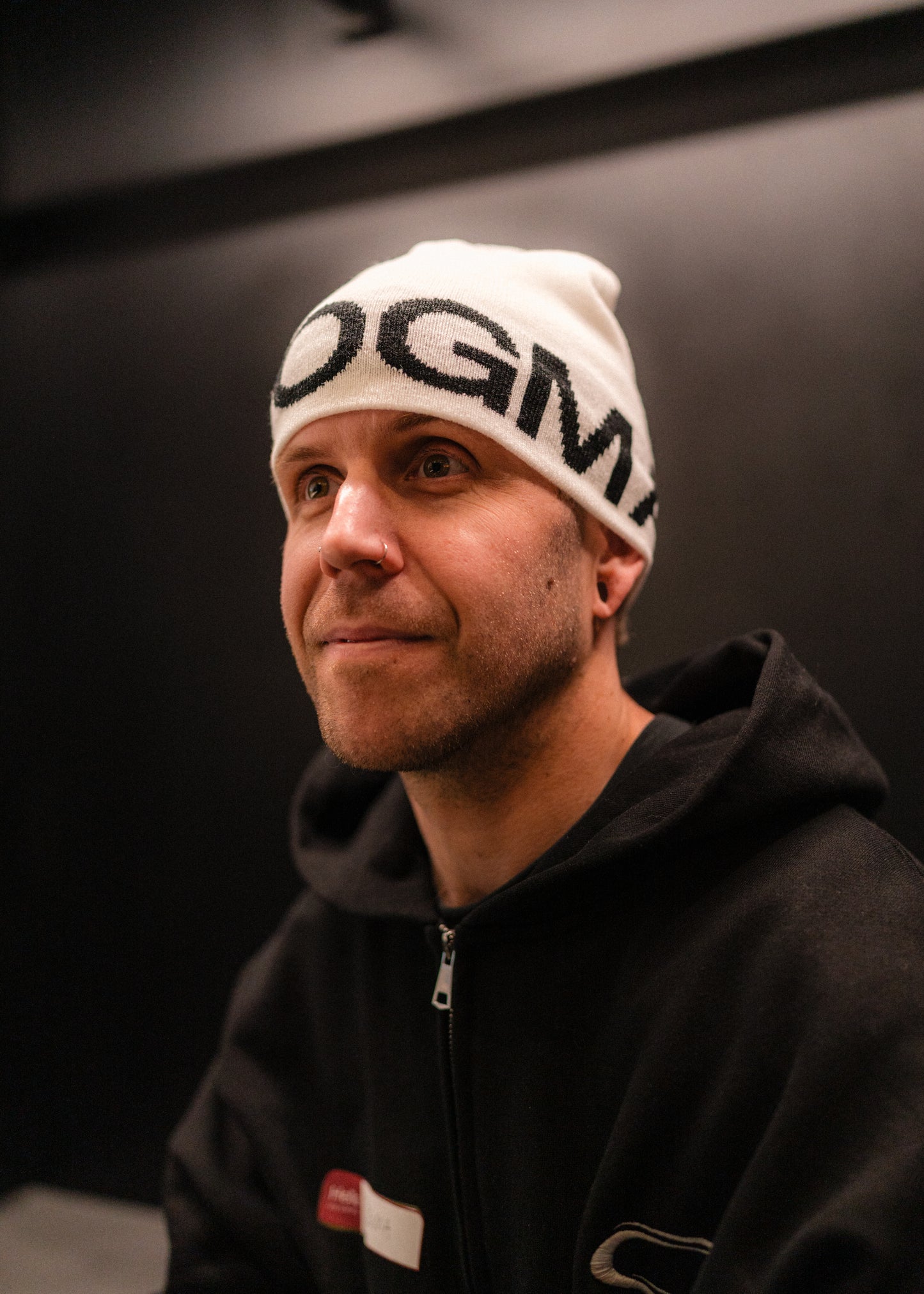 Jacquard Wordmark Beanie - White